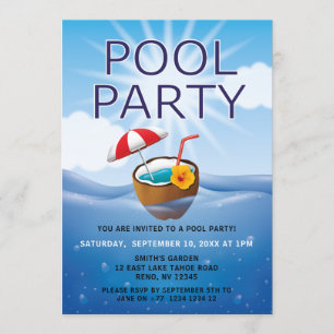 Invitation Réception au bord de la piscine simple moderne