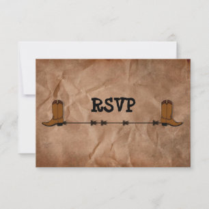 Invitation Réception Boots Cowboy RSVP