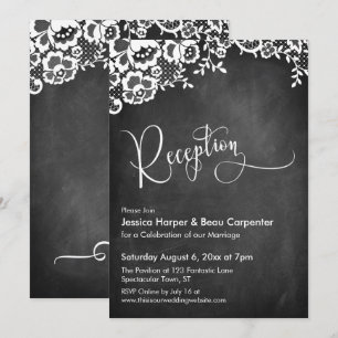 Invitation Réception Calligraphie Tableau Noir & Mariage Dent