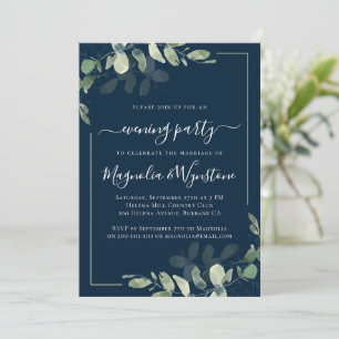 Invitation Réception Chic Eucalyptus Navy Blue Wedding
