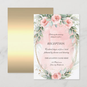 Invitation Réception Chic Rose Roses Gold Frame