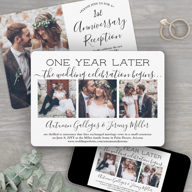 Invitation Réception d'anniversaire d'un an 4 Photos Mariage (Créateur téléchargé)