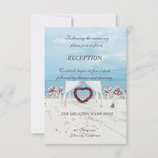 Invitation Réception d'Arbor Floral Mariage Plage (Devant)