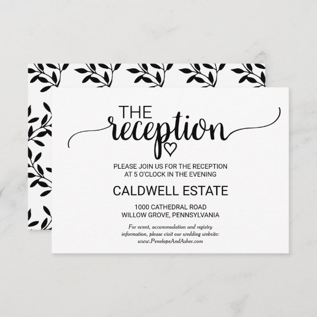 Invitation Réception de calligraphie noire simple Insertion (Devant / Derrière)