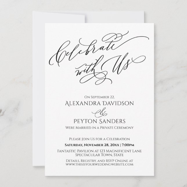 Invitation Réception de célébration avec nous Elegant Script (Devant)