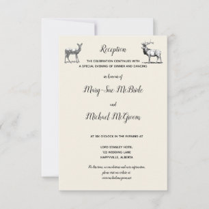 Invitation Réception de conception de cerfs en bois rustique