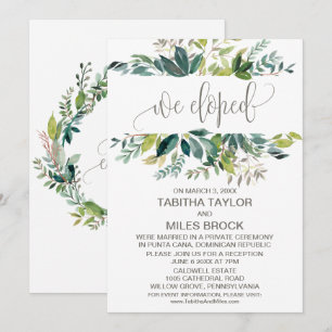 Invitation Réception de fuite amoureuse dans le feuillage