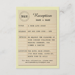 Invitation Réception de la bibliothèque Auteur Mariage Livres