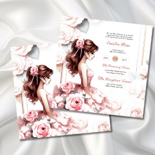 Invitation Réception de la cérémonie de la Quinceanera rose v