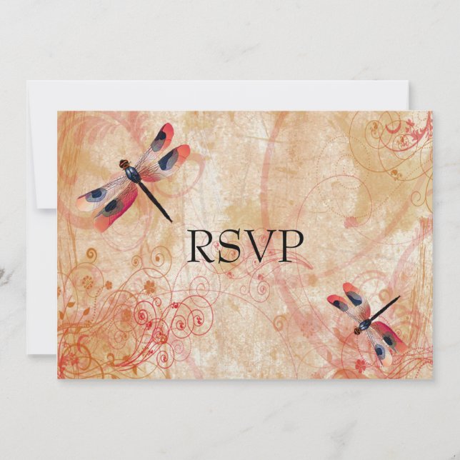 Invitation Réception de la libellule fleurie RSVP (Devant)