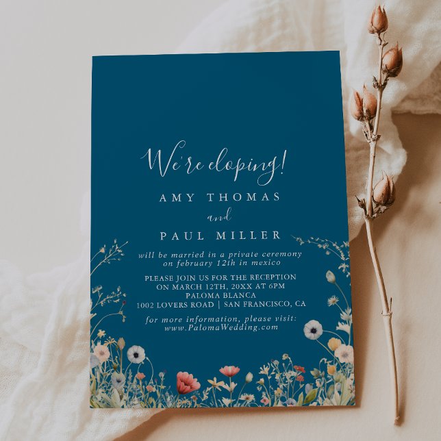 Invitation Réception de la Marine Boho Fleur sauvage Elopemen (Créateur téléchargé)
