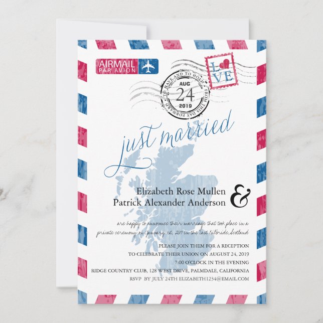 Invitation Réception de la poste aérienne antique Écosse (Devant)