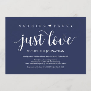 Invitation Réception de l'Elopement Mariage bleu de la marine