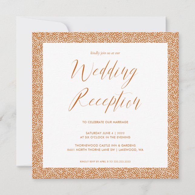 Invitation Réception de mariage à la calligraphie élégante or (Devant)