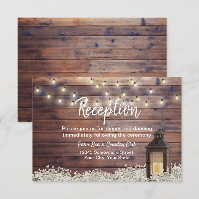 Invitation Réception de mariage à la lueur de lanterne de la  (Devant / Derrière)