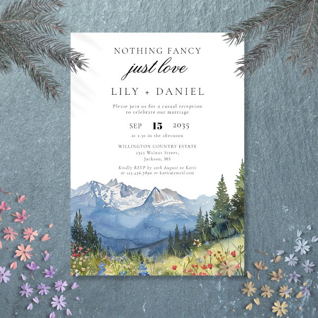 Invitation Réception de mariage à la montagne aquarelle pour  (Elopement Watercolor Mountain Wedding Reception Invitation)