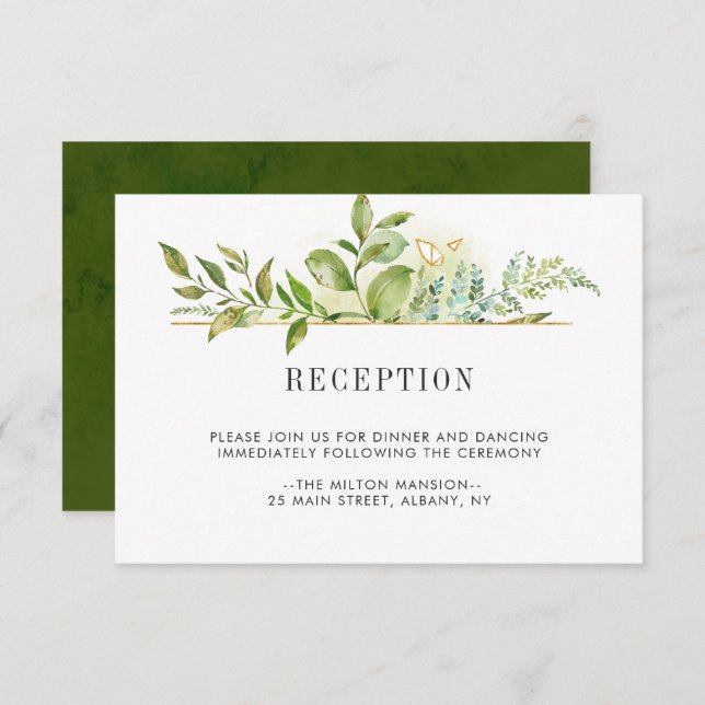 Invitation Réception de mariage à la verdure florale sauvage (Devant / Derrière)