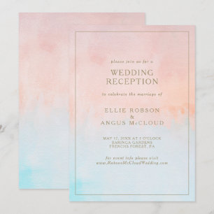 Invitation Réception de mariage à l'aquarelle au coucher du s