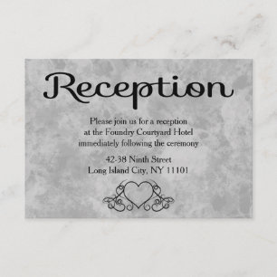 Invitation Réception de mariage à l'aquarelle cœurs noir et g