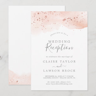 Invitation Réception de mariage à l'aquarelle Rose Gold