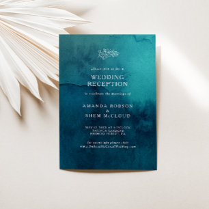 Invitation Réception de mariage à l'aquarelle sur l'océan lun
