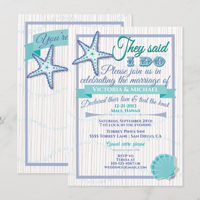 Invitation Réception de mariage après la cérémonie (Devant / Derrière)