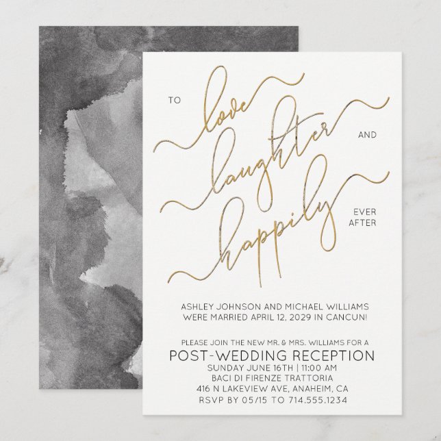 Invitation Réception de mariage après la noce Happily Ever Af (Devant / Derrière)
