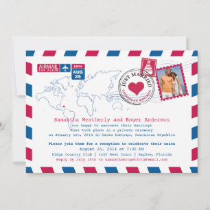Invitation Réception de mariage après la poste aérienne de la