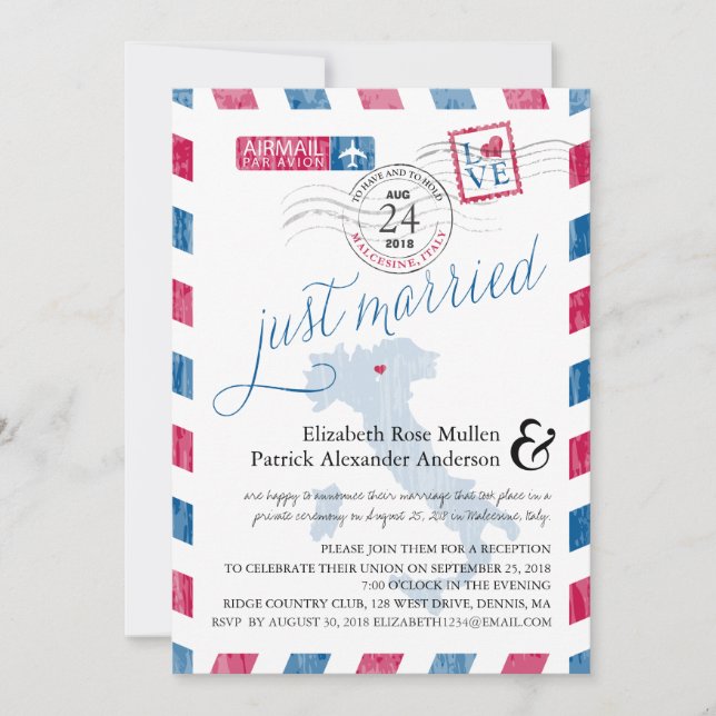 Invitation Réception de mariage après la poste de Malcesine I (Devant)