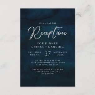 Invitation Réception de mariage aquarelle bleu foncé Navy Lus