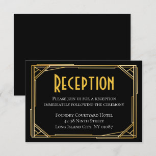 Invitation Réception de mariage Art Déco noir or Gatsby le Ma