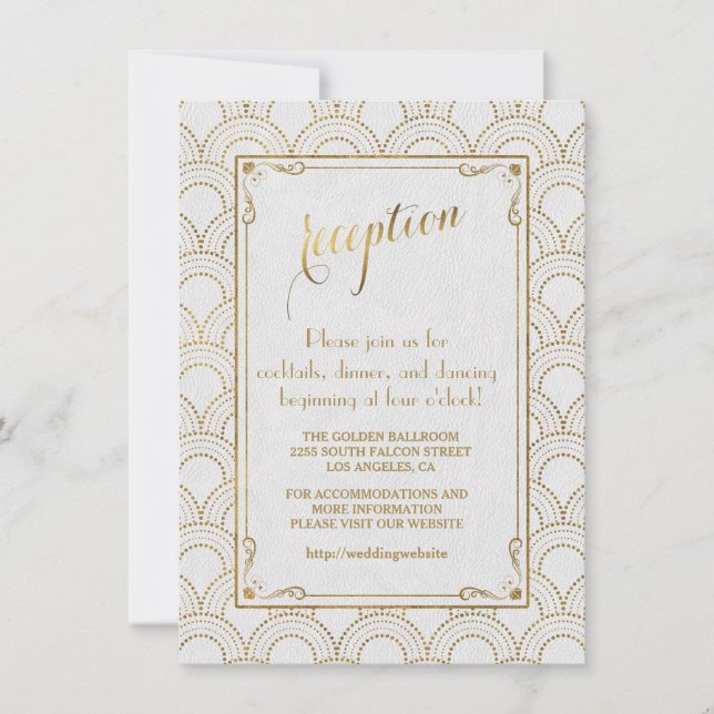 Invitation Réception de mariage Art Déco Or Gatsby le Grand B (Devant)