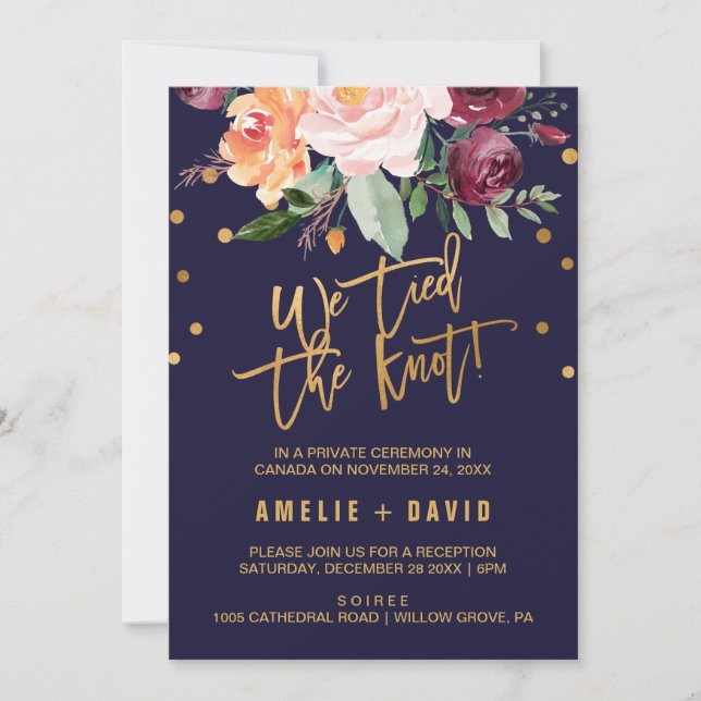 Invitation Réception de Mariage Automnal Floral Nous Nous Som (Devant)