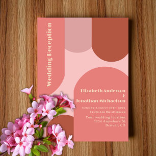 Invitation Réception de mariage aux arches rétro corail rose