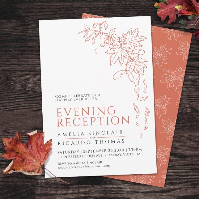 Invitation Réception de mariage aux feuilles d'automne orange (Créateur téléchargé)