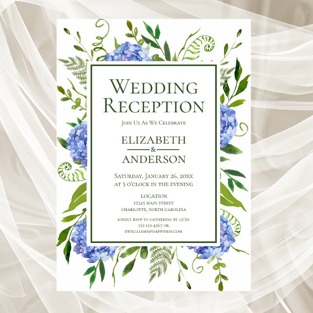 Invitation Réception de mariage aux Hortensias Bleus (Créateur téléchargé)