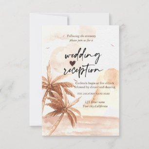 Invitation Réception de mariage aux palmiers tropicaux rustiq