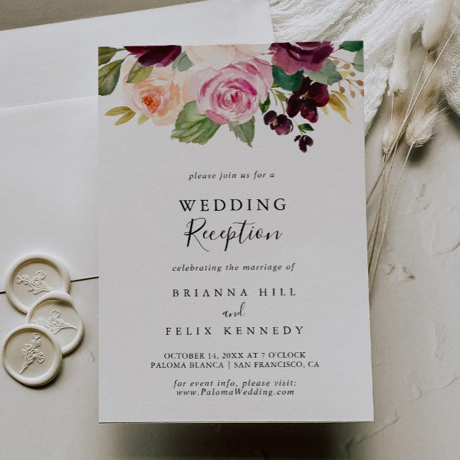 Invitation Réception de mariage avec feuillage botanique flor (Créateur téléchargé)