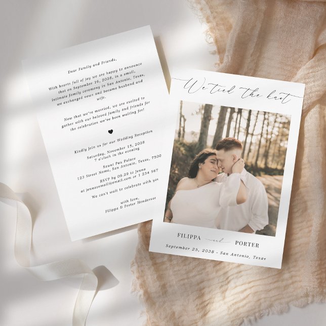 Invitation Réception de mariage avec fuite amoureuse en écrit (Créateur téléchargé)