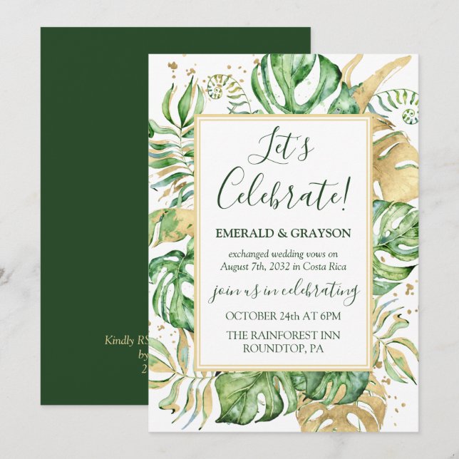 Invitation Réception de mariage avec fuite en amoureux sur le (Devant / Derrière)
