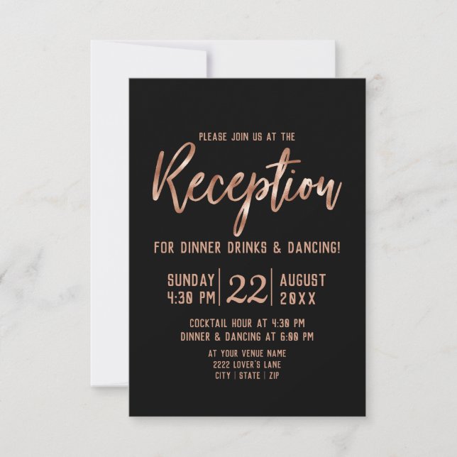 Invitation Réception de mariage avec typographie moderne en o (Devant)