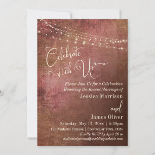 Invitation Réception de mariage avec typographie vintage rose