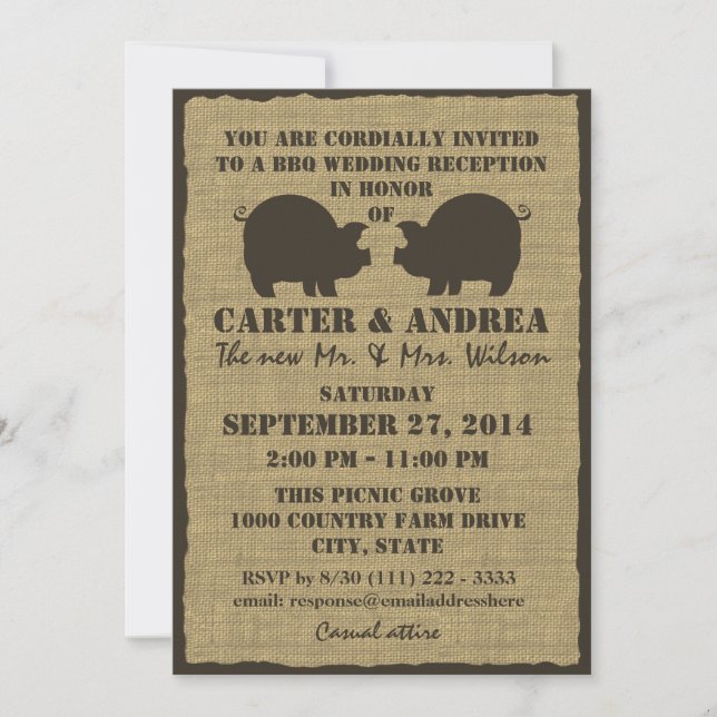 Invitation Réception de mariage BBQ (Devant)