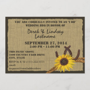 Invitation Réception de mariage BBQ Tournesol et Fers à Cheva