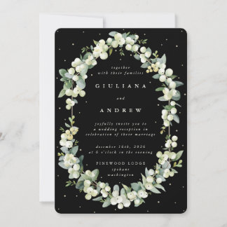 Invitation Réception de mariage Black Snowberry+Eucalyptus un