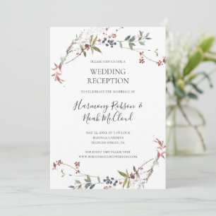 Invitation Réception de mariage blanc chic botanique de fêtes