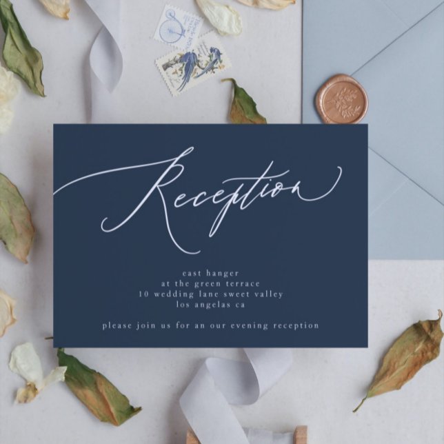Invitation Réception de mariage bleu classique de la Marine (Créateur téléchargé)