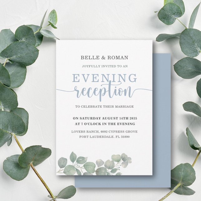 Invitation Réception de mariage bleu Eucalyptus rustique (Créateur téléchargé)