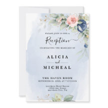 Réception de mariage bleu marine et rose pâle