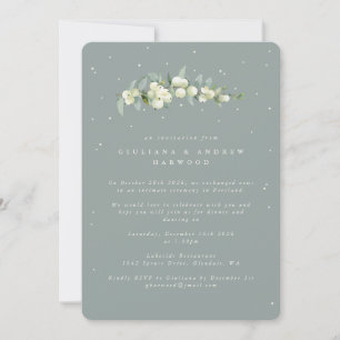 Invitation Réception de mariage Blue-Green Snowberry+Eucalypt